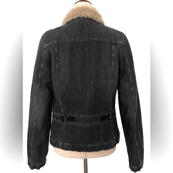 Abercrombie & Fitch Jean Jacket Faux Fur Collar Medium Lined Button Down Pockets - Picture 6 of 11